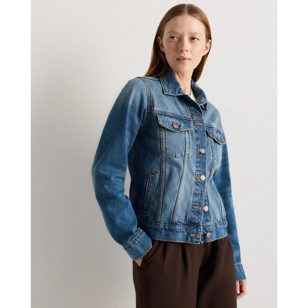 Quince Womens 100% Organic Cotton Denim Jacket Indigo Blue Small S